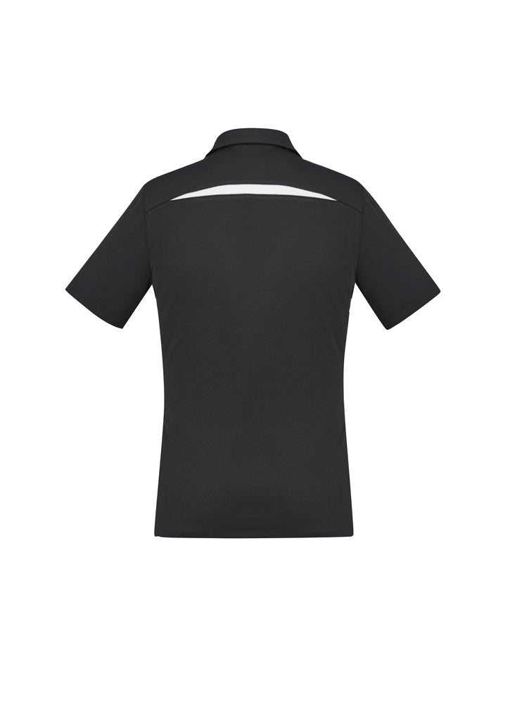 Stylish black and white Ladies Sonar Polo, size 24, featuring breathable fabric, modern collar, and unique design accents.