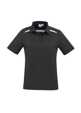 Ladies Sonar Polo in Black/White, size 24, featuring breathable pique knit and stylish spliced shoulder panels.