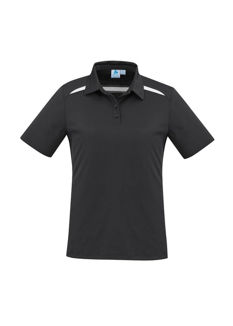Ladies Sonar Polo in Black/White, Size 8, featuring breathable fabric, stylish contrast panels, and refined collar details.