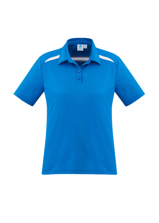 Ladies Sonar Polo in Royal and White, Size 12, stylish with breathable fabric, modern collar, and excellent UPF protection.