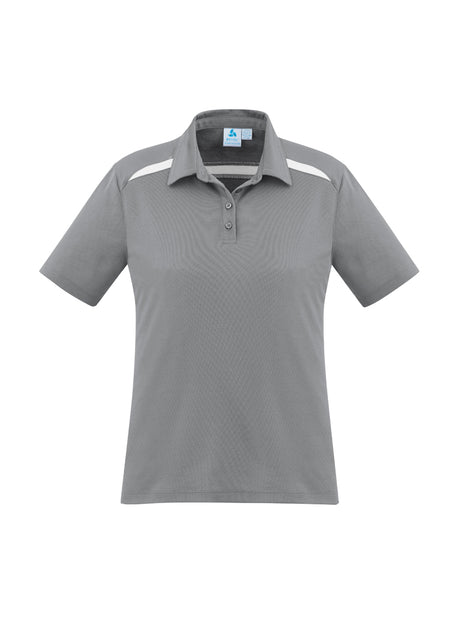 Ladies Sonar Polo in Silver/White, Size 14, featuring breathable fabric, stylish design, and UPF sun protection.