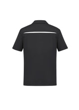Men's Sonar Polo in Black/White, size 5XL, featuring breathable fabric, modern design, and a loose pocket for functionality.