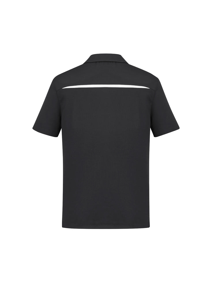 Mens Sonar Polo in Black and White, Size L, featuring breathable fabric, stylish design, and modern pocket detail.