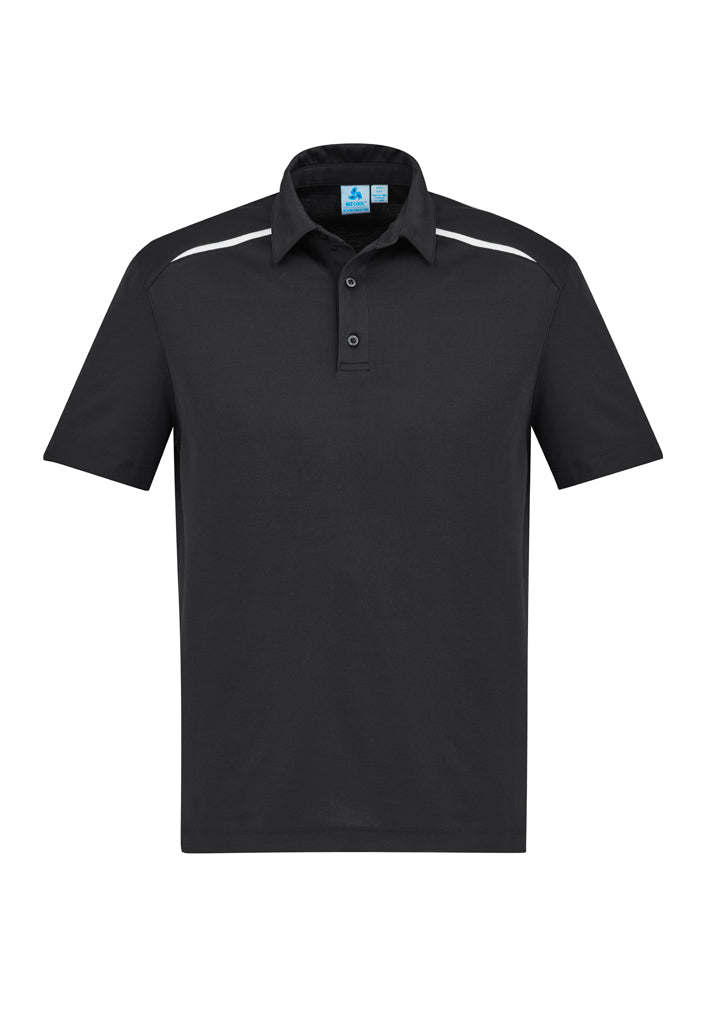 Mens Sonar Polo in Black and White, size L, featuring breathable fabric, modern design, and functional pocket.