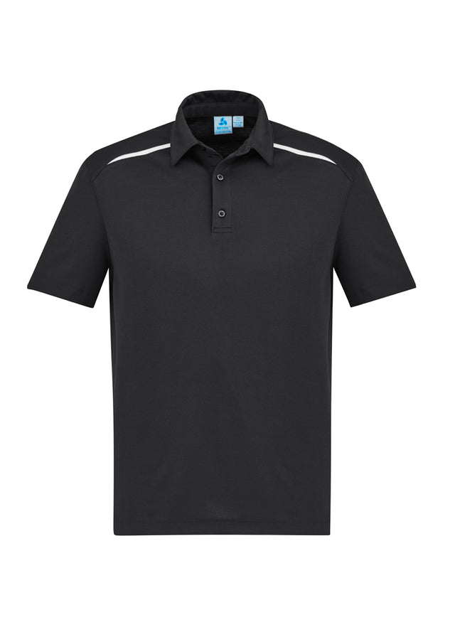 Men's Sonar Polo in Black/White, Size S, featuring breathable fabric, modern design, and sun protection for versatile wear.