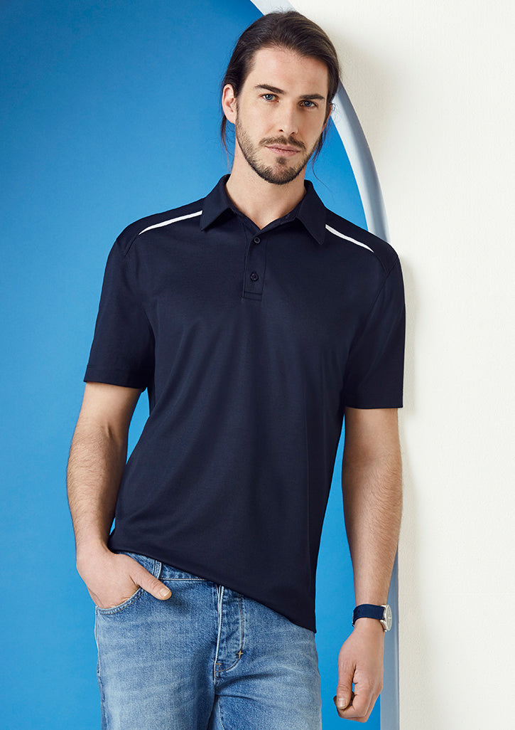 Men's Sonar Polo in Black/White, Size 2XL, featuring breathable fabric, spliced panels, modern collar, and practical pocket.