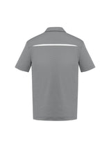 Mens Sonar Polo in Silver/White, 5XL, featuring breathable fabric, unique contrast panels, and a modern design.