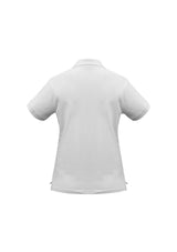 Ladies Oceana Polo in white, size 20, featuring a premium cotton blend, stylish ribbed placket, and excellent sun protection.