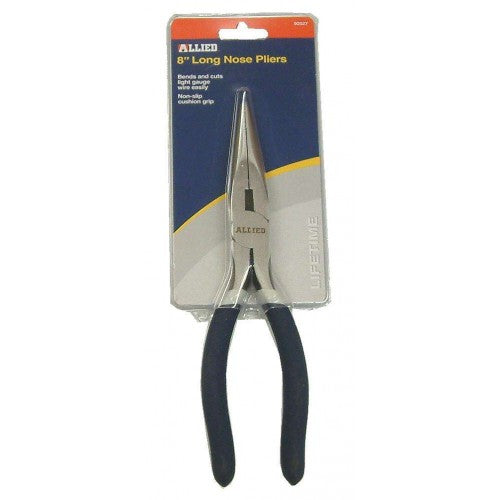 8" Long Nose Plier #90527 with drop-forged steel, precision cutting edges, and comfortable grips for versatile use.