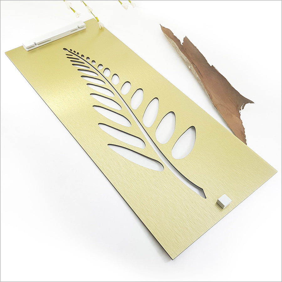 Elegant wall art featuring a vibrant cabbage tree, crafted from durable brushed silver ACM, perfect for any decor style.