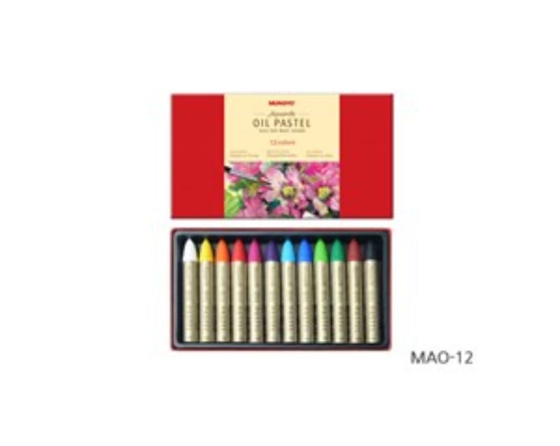 Mungyo Water Soluble Oil Pastels set of 12, vibrant colors for blending and layering in mixed media art.