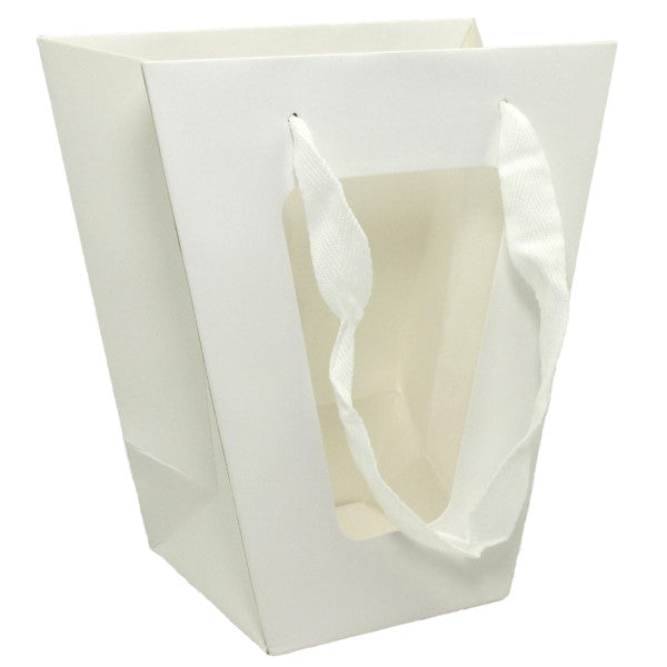 White window bags pack of 12, 18cmW x 20cmH x 10cmD, stylish and durable for retail and gifting.