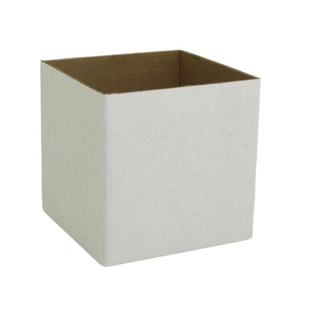 A pack of 25 extra mini matte white posie boxes, measuring 10x10x10cmH, perfect for elegant floral arrangements.