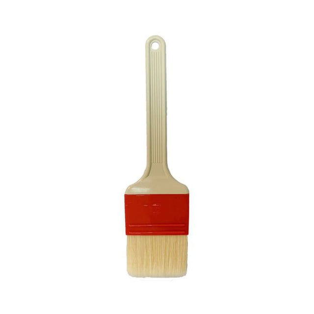 A 60mm pastry brush with a durable plastic handle and natural bristles, ideal for applying glazes and sauces.