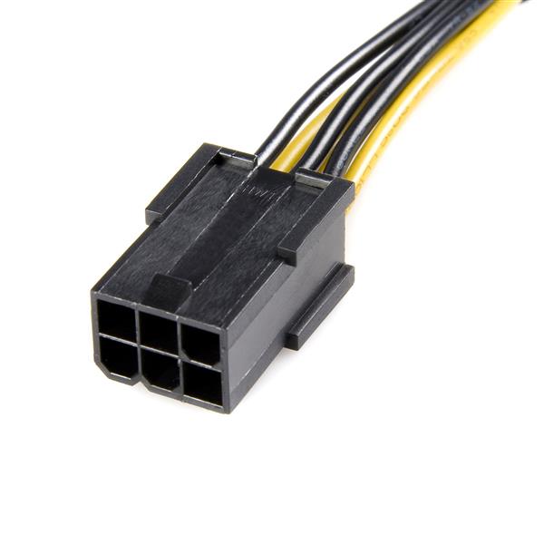 PCI Express 6 pin to 8 pin power adapter cable for connecting 6-pin power supplies to ATI and NVIDIA video cards.