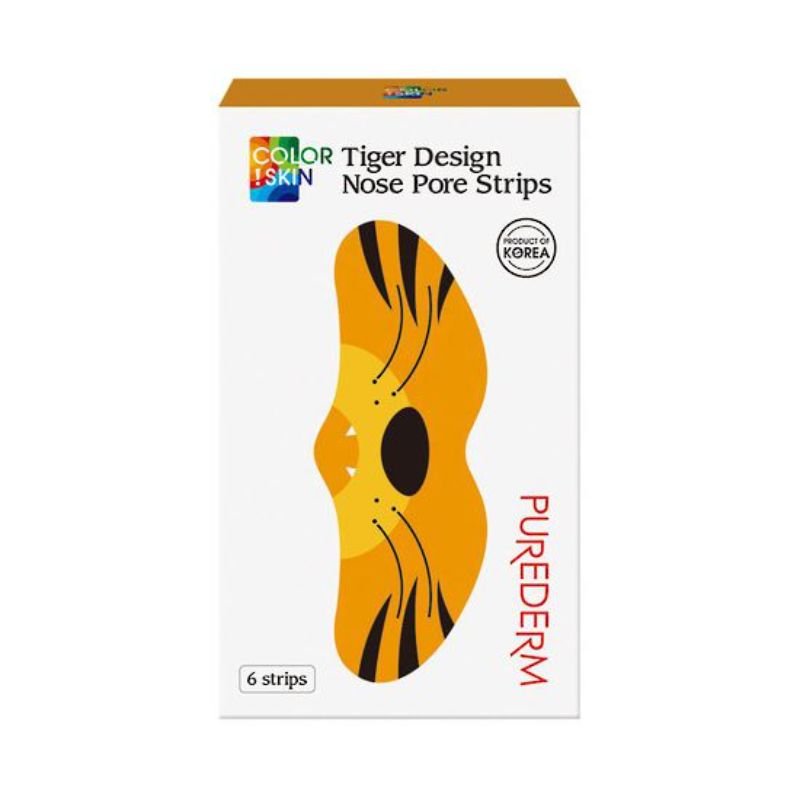 Purederm Nose Pore Strips with fun tiger design, effectively unclogging pores for clearer, smoother skin.
