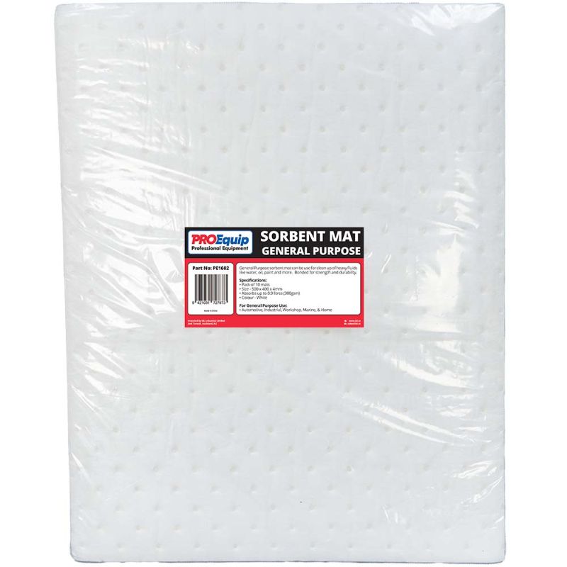 ProEquip Absorbent Mat - 500x400x4mm - Oil (White) - 10pk