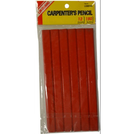 Pack of 6 square-section carpenter pencils for precise, bold marking on wood, concrete, and metal surfaces.