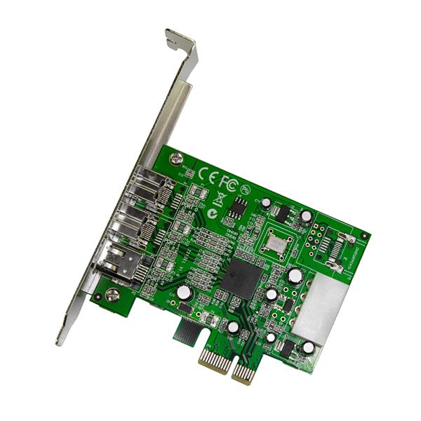 3 Port PCI Express FireWire Card Adapter with two 1394b and one 1394a ports for high-speed data transfer and device connectivity.