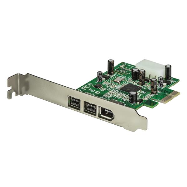 3 Port PCI Express FireWire card adapter for high-speed connectivity with two IEEE 1394b and one IEEE 1394a port.