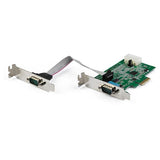 2 Port RS232 Serial Adapter Card with 16950 UART, featuring PCIe connectivity and speeds up to 921.4Kbps for serial devices.