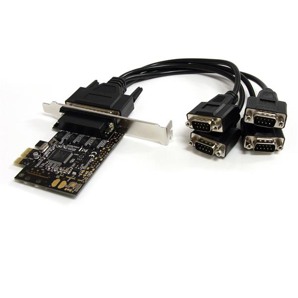 4-Port RS232 PCI Express Serial Card with Breakout Cable for easy connectivity of legacy devices to modern PCs.