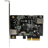 2-Port USB 3.1 PCIe card with 10Gbps speed, one external and one internal USB-A port for enhanced connectivity.