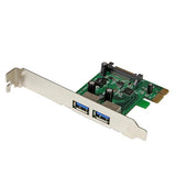 2-Port PCIe USB 3.0 Card Adapter with UASP, offering high-speed data transfer and optional SATA power connector.