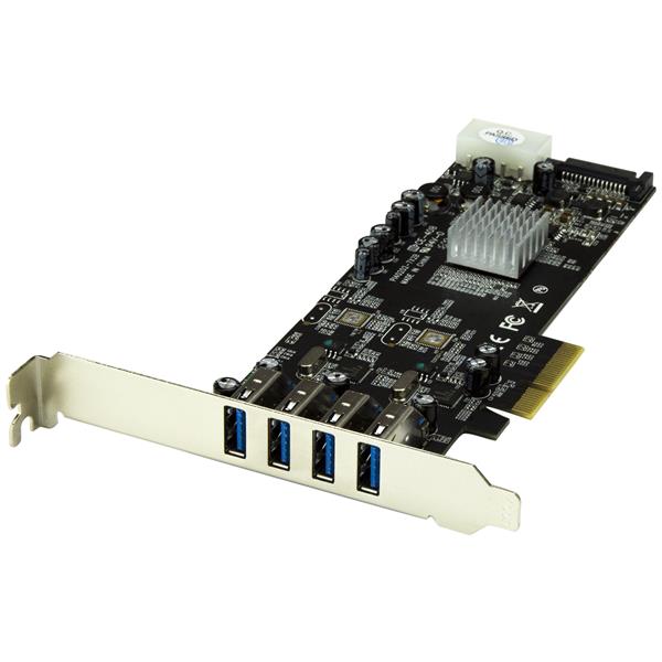 4 Port PCIe USB 3.0 Card with UASP support for fast data transfer, ideal for multitasking and high-power devices.