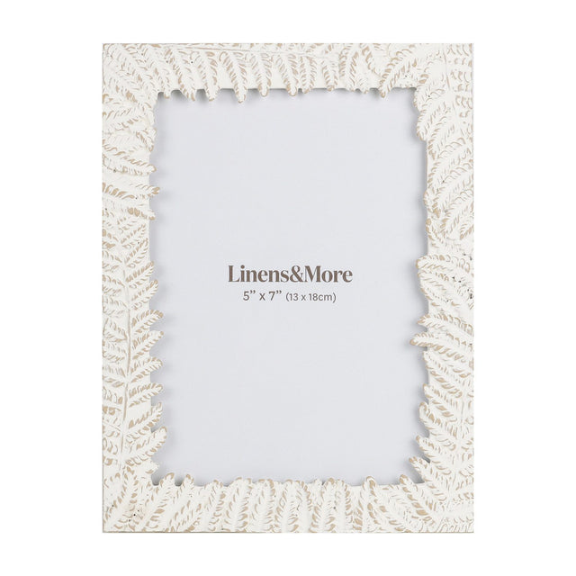 Elegant 5x7 photo frame featuring a delicate fern leaf design, perfect for showcasing cherished memories in any decor.