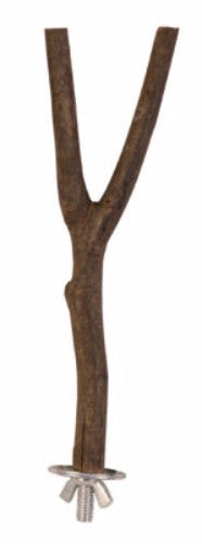 Natural Wood "Y-Perch" 20cm for small birds, promoting exercise with a rustic design and beak-friendly surface.