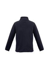 Men's navy micro fleece jacket, size 3XL, featuring zippered pockets and full zipper, perfect for casual wear and warmth.