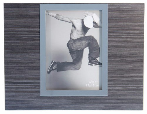 Veneer photo frame featuring stainless steel accents, perfect for showcasing cherished memories in style.