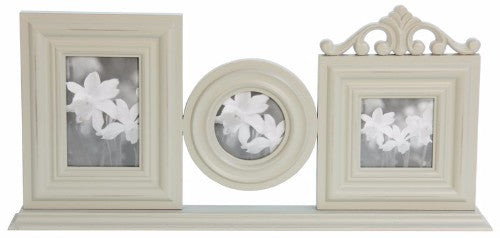 Multi Photo Frame with Mushroom carvings in grey, 60 cm wide by 28 cm high, perfect for displaying cherished memories.