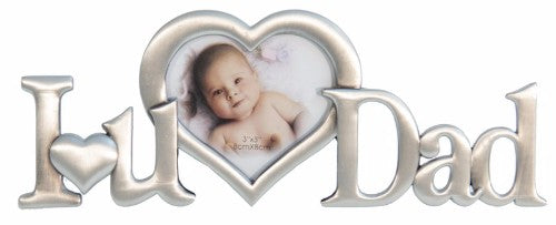 Heartfelt Pewter 'I Love U Dad' decoration, 22.5 x 1.5 x 8 cm, perfect for home decor and expressing love for Dad.