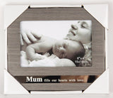 Heartfelt photo frame for Mum with stainless steel words, 19cm x 16cm, perfect for cherished memories and gifts.