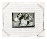 White and silver photo frame for friends, 6x4 inches, perfect for showcasing cherished memories in any decor.
