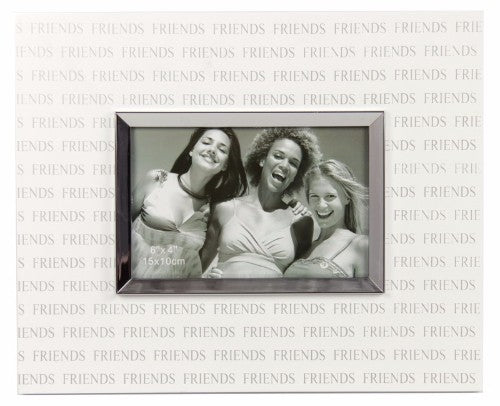 Elegant white and silver photo frame for 6x4 pictures, perfect for showcasing friends' memories in any room.