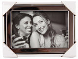 Elegant Silver Black Depth Frame, 4x6 inches, stylishly displays cherished memories with a modern design and dimensional effect.