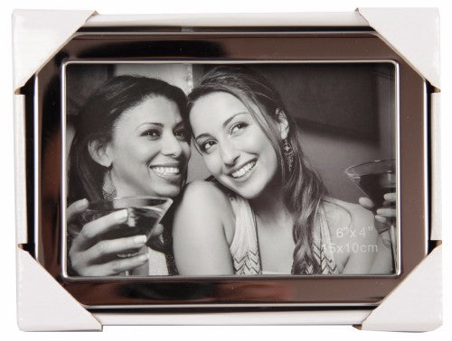 Elegant silver and black depth frame, 4x6 inches, perfect for showcasing cherished memories with a contemporary style.