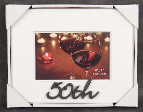 Elegant 4x6 photo frame celebrating a 50th birthday, featuring heartfelt words and a stylish design for cherished memories.