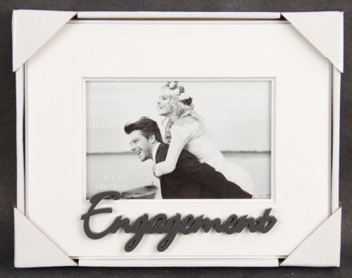 Elegant 4x6 engagement photo frame with heartfelt words, perfect for displaying cherished memories in style.