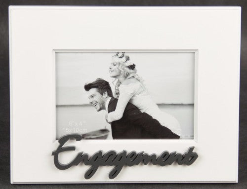 Elegant 4x6 engagement photo frame with heartfelt words, perfect for showcasing cherished memories in any decor.