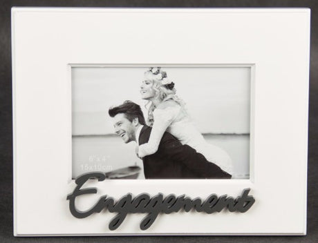 Elegant 4x6 engagement photo frame with heartfelt words, perfect for showcasing cherished memories in any decor.