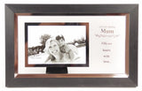 Elegant photo frame with mirror edge, inscribed 'Mum', perfect for showcasing cherished memories and home decor.