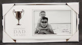 Elegant photo frame with silver trophy, celebrating dad's achievements and cherished memories. Perfect gift for any occasion.