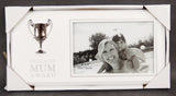Elegant silver trophy photo frame for mum, perfect for showcasing cherished family moments and heartfelt memories.