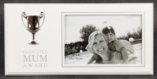 Elegant photo frame with silver trophy design, perfect for showcasing cherished moments with mum.