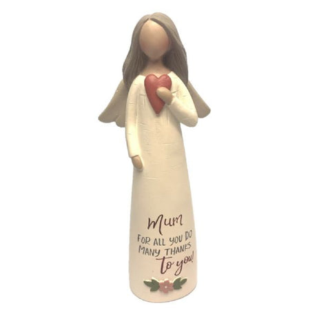 Mum Angel Figurine 12.5cm with heartfelt inscription, hand-painted resin, perfect for gifting and home decor.