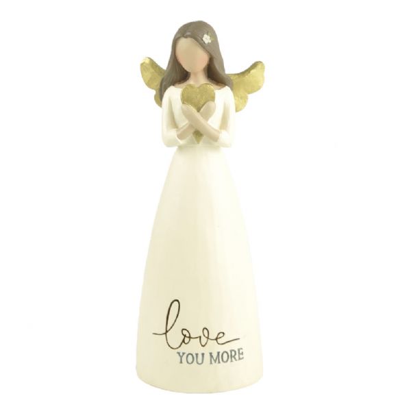 Intricately designed 13.6cm Love Angel Figurine holding a heart, hand-painted and made from high-quality resin.